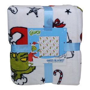 Dr. Seuss The Grinch Plush Blanket Queen 90" X 90" Christmas Holiday Gifts